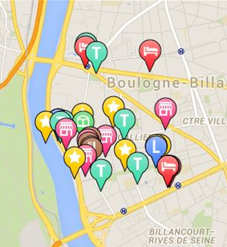 La carte interactive de Silly, Gallieni et le quai : événement, commerces, services