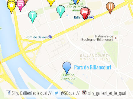 Parc de Billancourt, carte interactive @Silly, Gallieni et le quai 