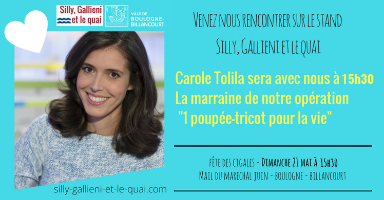 Carole Tolila, marraine d'1 poupée-tricot pour la vie @Silly, Gallieni et le quai